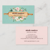 フローラベーカリー転がのピンパティシミントレザー 名刺 (正面/裏面)