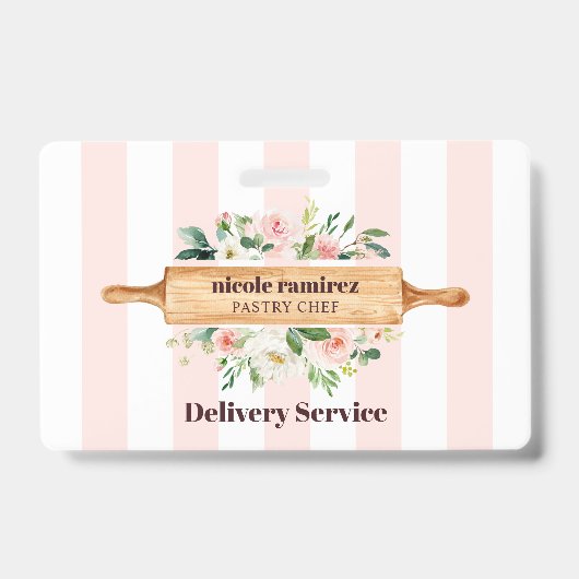 フローラベーカリー転がのピンパティスリーストライプの バッジ (Front)