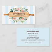 フローラベーカリー転がのピンパティスリーストライプの 名刺 (正面/裏面)