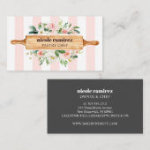 フローラベーカリー転がのピンパティスリーストライプの 名刺 (正面/裏面)