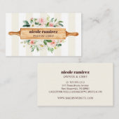 フローラベーカリー転がのピンパティスリーストライプの 名刺 (正面/裏面)