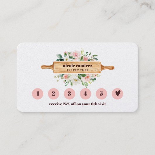 フローラベーカリー転がのピン6パンチロイヤリティ 名刺 (正面)