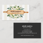 フローラベーカリー転がズピンパティスリーストライプのベージュ 名刺 (正面/裏面)