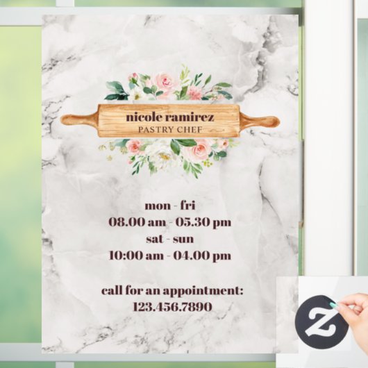 フローラベーカリー転がズピンパティスリー白大理石 ウィンドウサイン (ホーム)