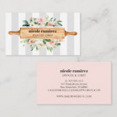 フローラベーカリー転がズピンパティスレストライプのーグレイ 名刺 (正面/裏面)