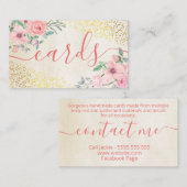 フローラベージュゴールドフォイル手作りカードスクラップブック作り 名刺 (正面/裏面)