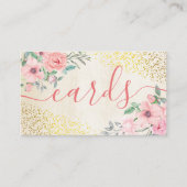 フローラベージュゴールドフォイル手作りカードスクラップブック作り 名刺 (正面)