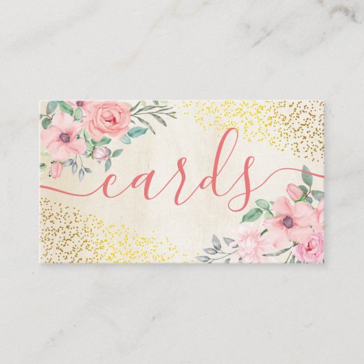 フローラベージュゴールドフォイル手作りカードスクラップブック作り 名刺 (正面)