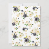 フローラベージュネイビーウォーター色牡丹ブライダルシャワー 招待状 (裏面)