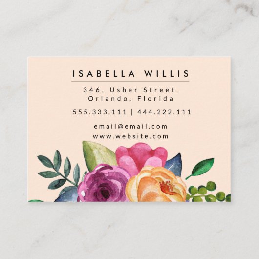 フローラベージュパープルイエローメイクアップアーティスト 名刺 (裏面)