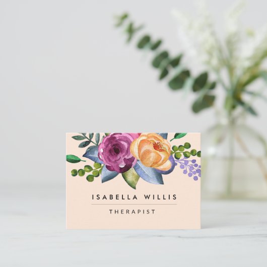 フローラベージュパープルイエローメイクアップアーティスト 名刺 (スタンド正面)