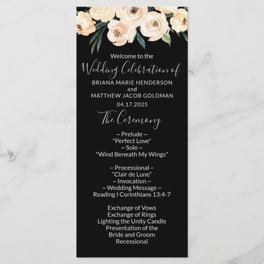 フローラベージュブラック結婚式 プログラム (正面)