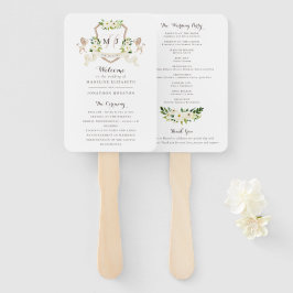 フローラベージュホワイトグリーンエレガントアイボリー式 ハンドファン