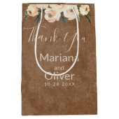 フローラベージュ結婚ブラウン ミディアムペーパーバッグ (正面)