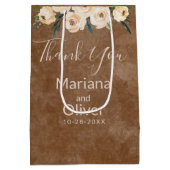 フローラベージュ結婚ブラウン ミディアムペーパーバッグ (裏面)