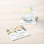 フローラベージュ結婚ホワイトズスクエア紙C スクエアペーパーコースター (インサイチュ)