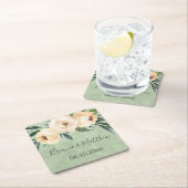 フローラベージュ赤面オングリーン結婚ズ スクエアペーパーコースター (インサイチュ)