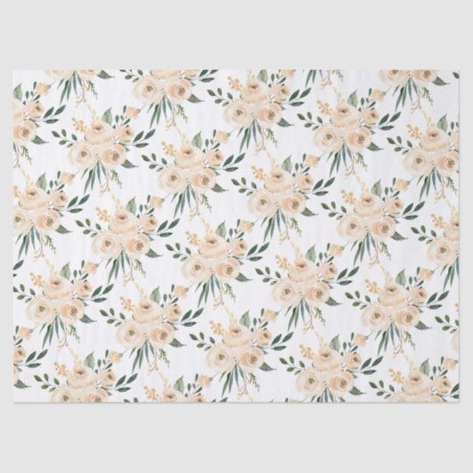 フローラベージュ赤面オンホワイト結婚ズティッシュペーパー 薄葉紙 (正面)