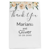 フローラベージュ赤面オンホワイト結婚ズ ミディアムペーパーバッグ (正面)