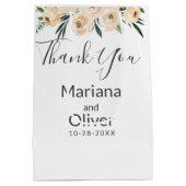 フローラベージュ赤面オンホワイト結婚ズ ミディアムペーパーバッグ (裏面)