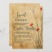 フローラベージュSweet sixteen誕生会 招待状 (正面/裏面)