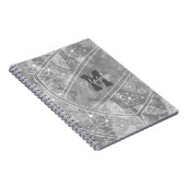 フローラペイズリーのグレーバレーボールの羽毛模様 ノートブック (右側)