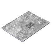 フローラペイズリーのグレーバレーボールの羽毛模様 ノートブック (左側)