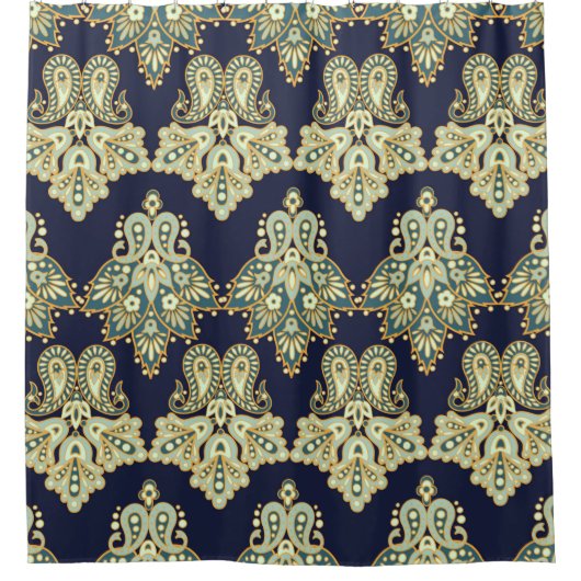 フローラペイズリーのシームレスなパターン。イラストレーションA シャワーカーテン (正面)