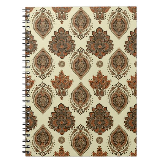 フローラペイズリーのシームレスなパターン。ヴィンテージ図 ノートブック (正面)