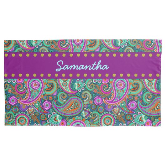 フローラペイズリーシームレスパターンII +アイディア 枕カバー (正面)