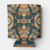 フローラペイズリーバンダナ：伝統的オーナメント 缶クーラー (裏面)