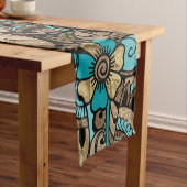 フローラペイズリーパターン-ティール(緑がかった色)と金塊 ショートテーブルランナー (インサイチュ)