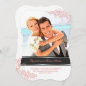 フローラペイズリーボホヴィンテージシックフォ結婚トズ 招待状 (正面/裏面)