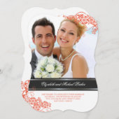 フローラペイズリーボホーヴィンテージシック結婚写真 招待状 (正面/裏面)