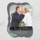 フローラペイズリーボホーヴィンテージシック結婚写真 招待状 (正面/裏面)