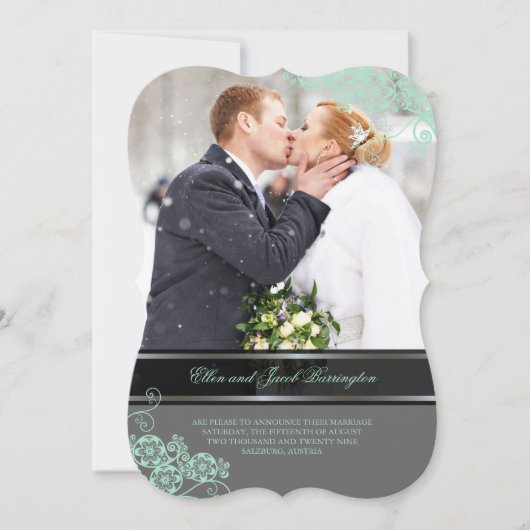 フローラペイズリーボホーヴィンテージシック結婚写真 招待状 (正面)