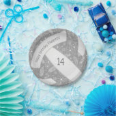 フローラペイズリー羽毛ドードルグレーバレーボール ペーパープレート (パーティー)