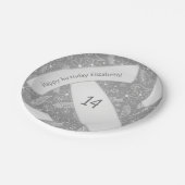 フローラペイズリー羽毛ドードルグレーバレーボール ペーパープレート (アングル)