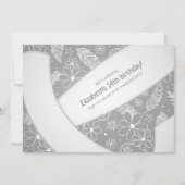 フローラペイズリー羽毛ドードルグレーバレーボール 招待状 (正面)