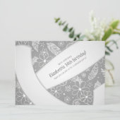 フローラペイズリー羽毛ドードルグレーバレーボール 招待状 (スタンド正面)