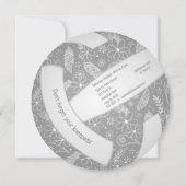 フローラペイズリー羽毛ドードルグレーバレーボール 案内状 (裏面)