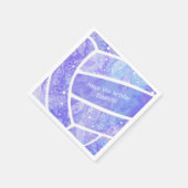 フローラペイズリー羽毛ドードルパープルバレーボール スタンダードカクテルナプキン (角)