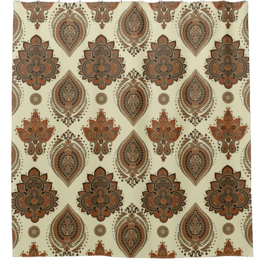 フローラペイズリー、アジアの繊維ヴィンテージパターン。 シャワーカーテン (正面)