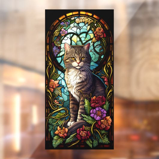 フローラペットキャットフラワーフェイクズステンドガラスホーム ウィンドウサイン (シート2)