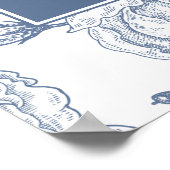 フローラペリウィンクルエレガントなウェディングウェルカムサイン ポスター (角)