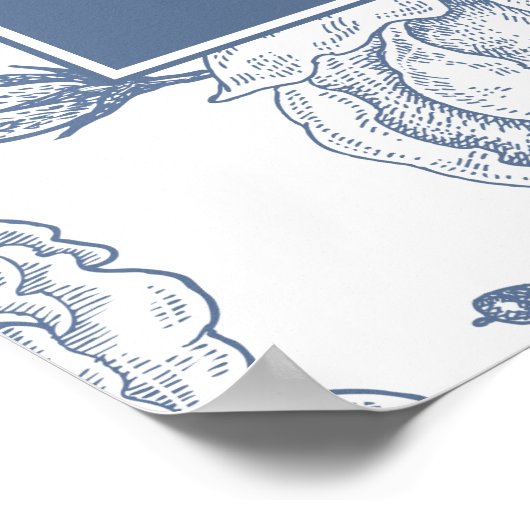 フローラペリウィンクルエレガントなウェディングウェルカムサイン ポスター (角)