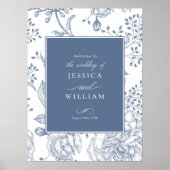 フローラペリウィンクルエレガントなウェディングウェルカムサイン ポスター (正面)