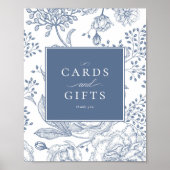 フローラペリウィンクルエレガントなウェディングカードギフトサイン ポスター (正面)