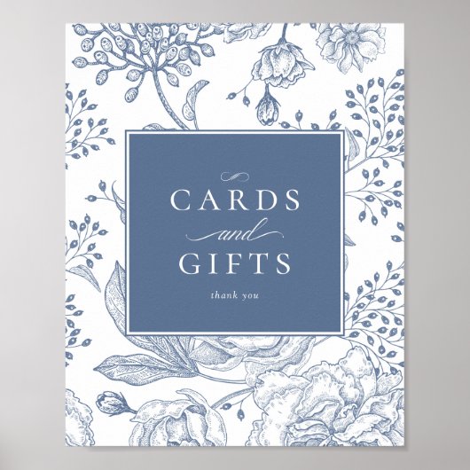 フローラペリウィンクルエレガントなウェディングカードギフトサイン ポスター (正面)