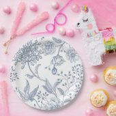 フローラペリウィンクルブルーエレガントなウェディングシャワー ペーパープレート (パーティー)